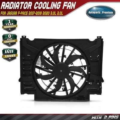 Conjunto de ventilador de refrigeración de radiador único con motor sin escobillas para Jaguar F-Pace 3,0 L Foto 1 de 4