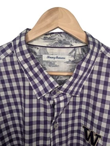 Tommy Bahama Purple Checkered Plaid U-Dub Long Sleeve Button-Up Men's Shirt -XXL - Picture 1 of 8