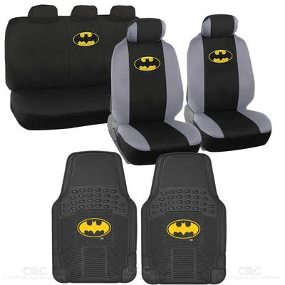 Batman Seat Covers & 2 PC Rubber Floor Mats for Car & SUV Auto Accessories - Image 1 of 4