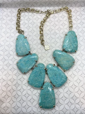 Kendra Scott Harlow Necklace pale light green amazonite gold tone DAMAGED Foto 1 de 4