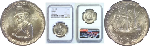 1921 Pilgrim Silver Commemorative NGC MS-66+ Cover