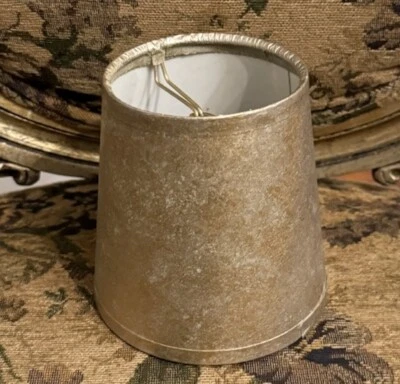 Lamp Shade Silver Gold Sponge Painted  Cardboard Paper 4” X 4” Clip On Cone - Image 1 of 2