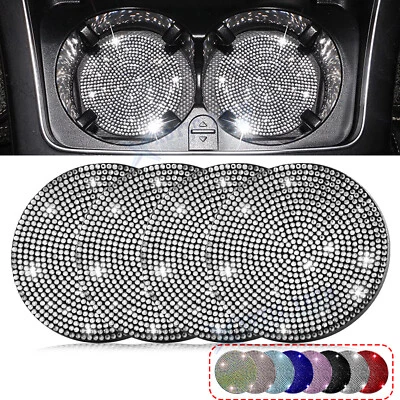 Anti-Slip Universal Vehicle Bling Crystal Cup Holders Coasters Insert Decoration - Image 1 of 4