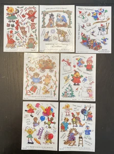 Lotto di adesivi vintage Suzy's Zoo vacanze di Natale, ecc 7 fogli - Foto 1 di 8