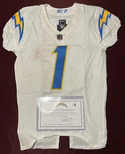DeAndre Carter Los Angeles Chargers NFL #1 Game Used Jersey 10/2/22 vs Texans - Picture 1 of 16
