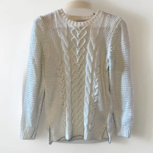 Toda Bella Women's Size Small White Wool Blend Cable Knit Sweater - Picture 1 of 5