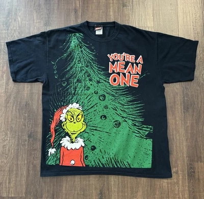 Vintage 2001 Dr. Seuss Christmas Grinch You're A Mean One Huge Graphic Size XL - Image 1 of 4