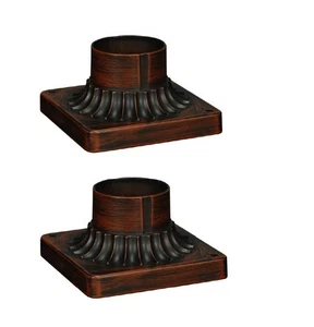 2 Satco 25-4908 Pier Post Mount Light Base 6" Rustic Bronze Aluminum Nuvo Pair - Picture 1 of 2