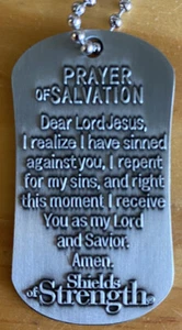 Shield Of Strength🛡Prayer Of Salvation And John 3:16 Blessed Dog Tag. - Picture 1 of 3