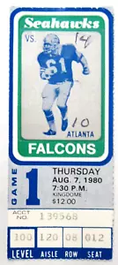 1980 ATLANTA FALCONS vs SEATTLE SEAHAWKS Game Ticket NFL Football - Picture 1 of 3