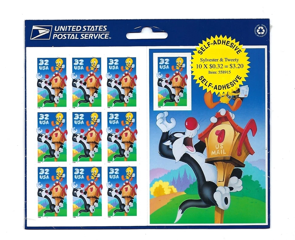 US: 1998 Sc#3204 Looney Tunes Sylvester Tweety PO SEALED XF NEW MNH OG 40503 - Image 1 of 1
