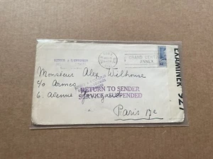 US 1941 Censor Cover to France +Dual RTS Chops + Famous American#877 Solo Frank - Picture 1 of 2