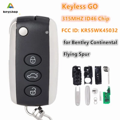 for Bentley Continental Flying Spur Keyless GO Smart Key Remote Fob KR55WK45032 - Image 1 of 4