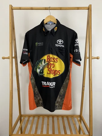 Martin Truex Jr Joe Gibbs Racing Bass Pro Team Nascar Pit Crew Shirt Toyota Sz M Cover
