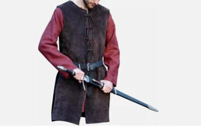 VENDA DE FIM DE SEMANA Lenhador Túnica Medieval Cosplay Larp Fantasia Couro Longo Jerkin - Imagem 1 de 4