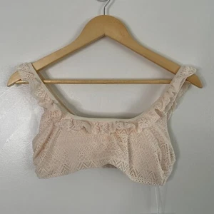 Andie The Hydra Bikini Swim Top Womens M Cream Vanilla Crochet Lace Padded - Picture 1 of 8