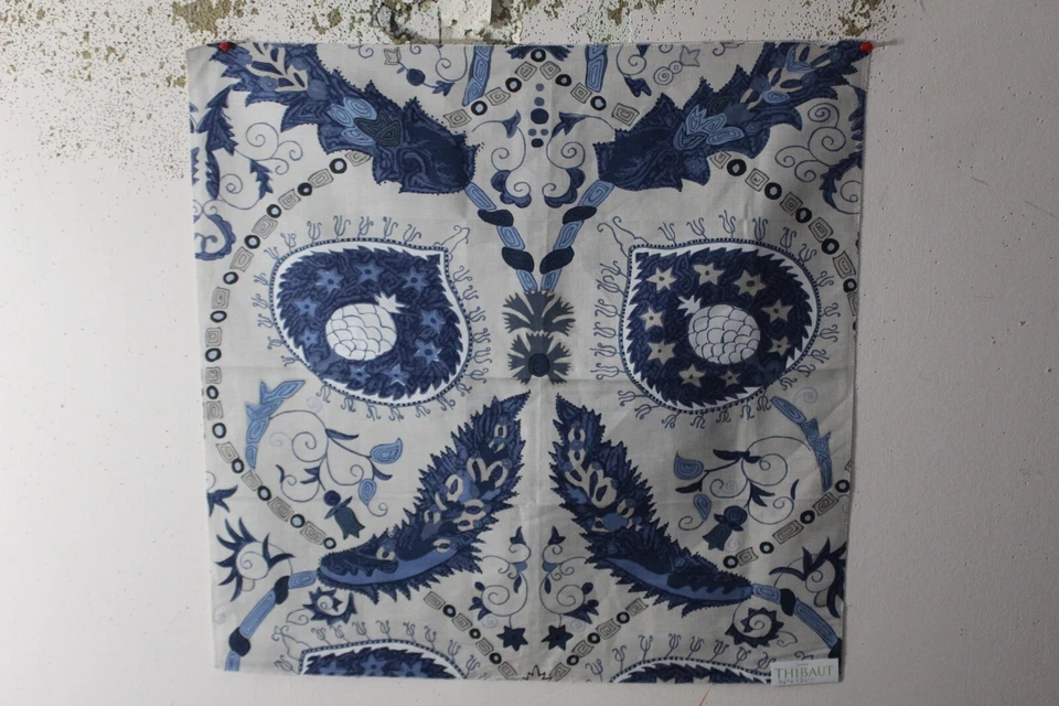Thibaut, Lewis, Floral Novelty, 26" W X 26" L, Color Blue and Beige - Image 1 of 1