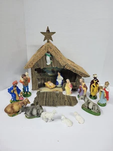 Vintage Christmas Fold Out Cardboard & Chalkware Nativity 1950s Japan/Italy - Picture 1 of 16