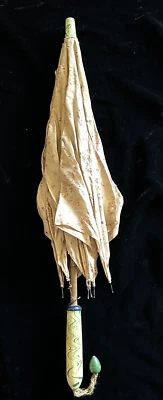 Antique Victorian Parasol Faux Painted Marble Detail for Child or Large Doll - Image 1 of 4