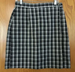 WHITE STAG BLACK TAN PLAID WOMENS KNEE LENGTH SKIRT SIZE 10 - Picture 1 of 6