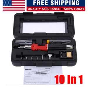 HS-1115K 10 IN 1 Portable Butane Gas Soldering Iron Kit Welding Kit Torch Pen - Picture 1 of 7