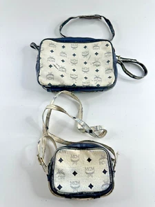 MCM Vintage Umhänge Tasche set Handtasche Weiss Blau - Bild 1 von 12
