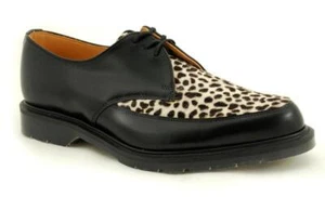 Solovair NPS Shoes Made in England 3 Loch Black/Leo Pointed Shoe - Picture 1 of 2