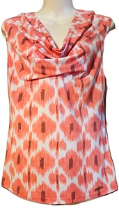 MICHAEL KORS Draped Front White Pink Sleeveless Top Size Small NWT - Picture 1 of 5