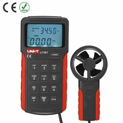 UNI-T UT361 Digital Tachometer LCD Backlight Data Hold Anemoscopes w/Temperat✦Kd - Image 1 of 4