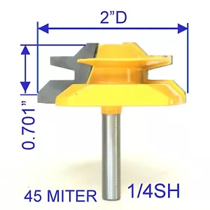 1 pz 1/4" gambo diametro 2" profondità di taglio 11/16" 45° blocco puntale router - Foto 1 di 12
