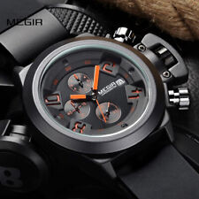 MEGIR Silicone Band Analog Chronograph Stop Watch Military Styligh Mens Watches