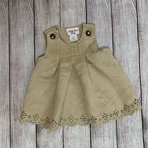 3/6 Months Tan Faux Suede Dress Jumper Western Boho Hippie Chic Fall Little Lass - Picture 1 of 5