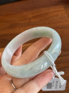 纯天然玉镯Untreated Genuine Grade A Jade Bangle Jadeite Bracelet 純天然翡翠A貨手鐲 60 Mm - Picture 1 of 6