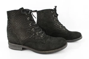 San Marina Lace-Up Ankle Boots Python Style Black Size 38 Excellent Condition - Picture 1 of 10