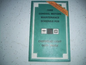 1988 GM General Motors Maintenance Schedule For Chevrolet Light Duty Truck  - Picture 1 of 3