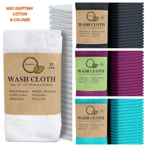 12X Cotton Face Cloths Flannels 100% Egyptian Cotton Wash Towels Soft 30 x 30 cm - Picture 1 of 114