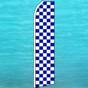 BLUE & WHITE CHECKERS CHECKERED FLUTTER FLAG Tall Feather Swooper Banner Event - Picture 1 of 4
