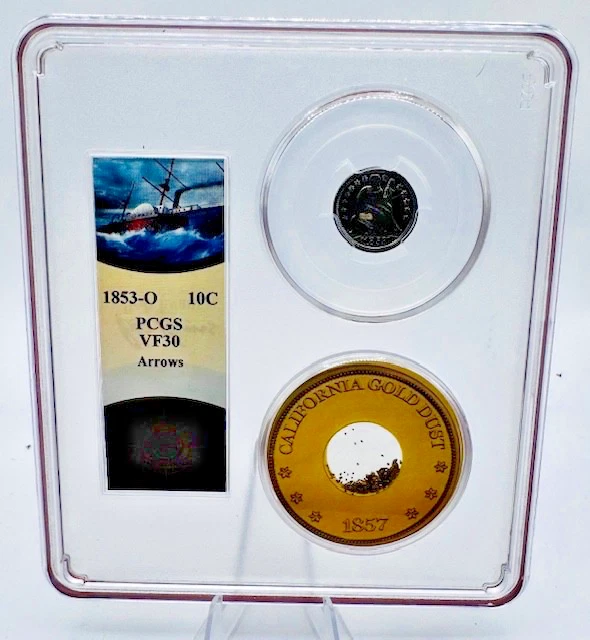SS CENTRAL AMERICA SSCA RARE 1853-O 10C PCGS VF30 W/ GOLD PINCH 💥SHIPWRECK💥 - Image 1 of 4
