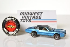 ORIGINAL HOTWHEELS REDLINE CUSTOM ELDORADO MATTEL 1968 BLUE with Button - Picture 1 of 12