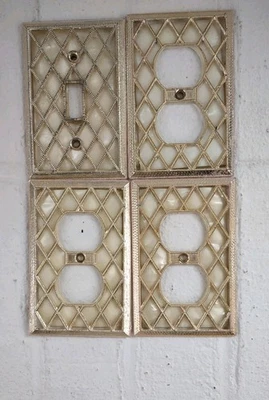 Cubiertas de salida de colección imitación madreperla patrón de celosía dorada IMPERFECTAS *LEER* Foto 1 de 4