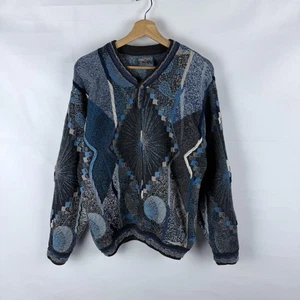 Geccu Vintage Sweater Multicolour 3D Knit Coogi Style Made In Australia Sz L - Picture 1 of 17