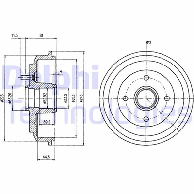 2x DELPHI Bremstrommel Trommeln Trommelbremse Hinten BF487 - Bild 1 von 2