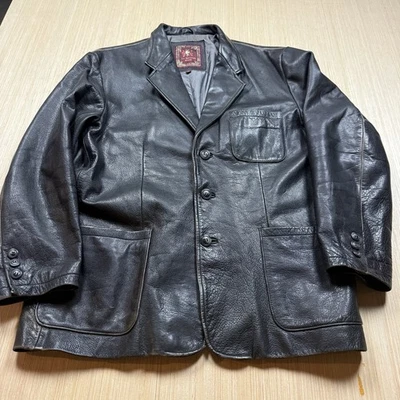 Vintage The Territory Ahead Leather Jacket Blazer XL Barn Coat Heavy Men’s Black - Image 1 of 4