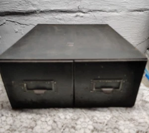 Vintage 2 Drawer Wooden Card Catalog File Cabinet Library - Picture 1 of 5