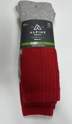 Alpine дизайн 2 пары мужской тепловой загрузки носки Sz XL 13-15 икры вырез тяжелый вес - Изображение 1 из 4