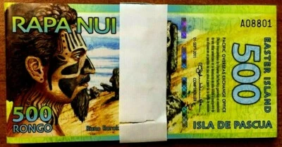 EASTER ISLAND 500 RONGO x 50 Pcs Lot NEW 2011 DOLPHIN UNC POLYMER NOTE BUNDLE - Image 1 of 2