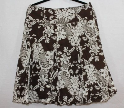 Apt. Falda 9 Marrón Plisada Talla 10 Paisley Estampado Floral Cremallera Lateral Forrada en Algodón Foto 1 de 4