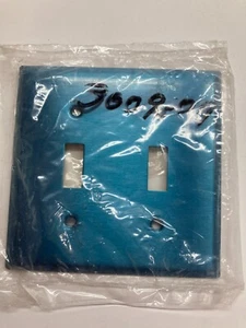 Vintage Metallic Blue Double dual Metal Switch plate wall cover - Picture 1 of 7