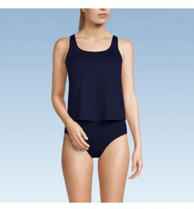 Land's End Fauxkini Einteiler Badeanzug Damen 16 Neu mit Etikett Schwimmen Schlankmacher Overlay Tank - Bild 1 von 11