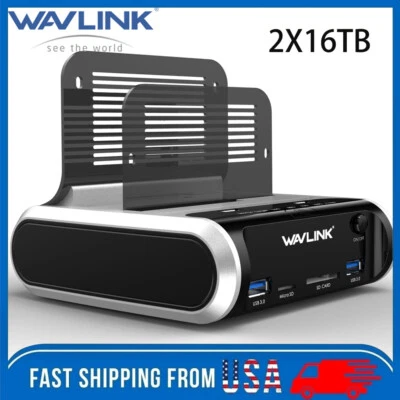 Estación de Acoplamiento de Caja de Disco Duro Externo Wavlink USB 3.0 a SATA Doble Bahía Foto 1 de 4